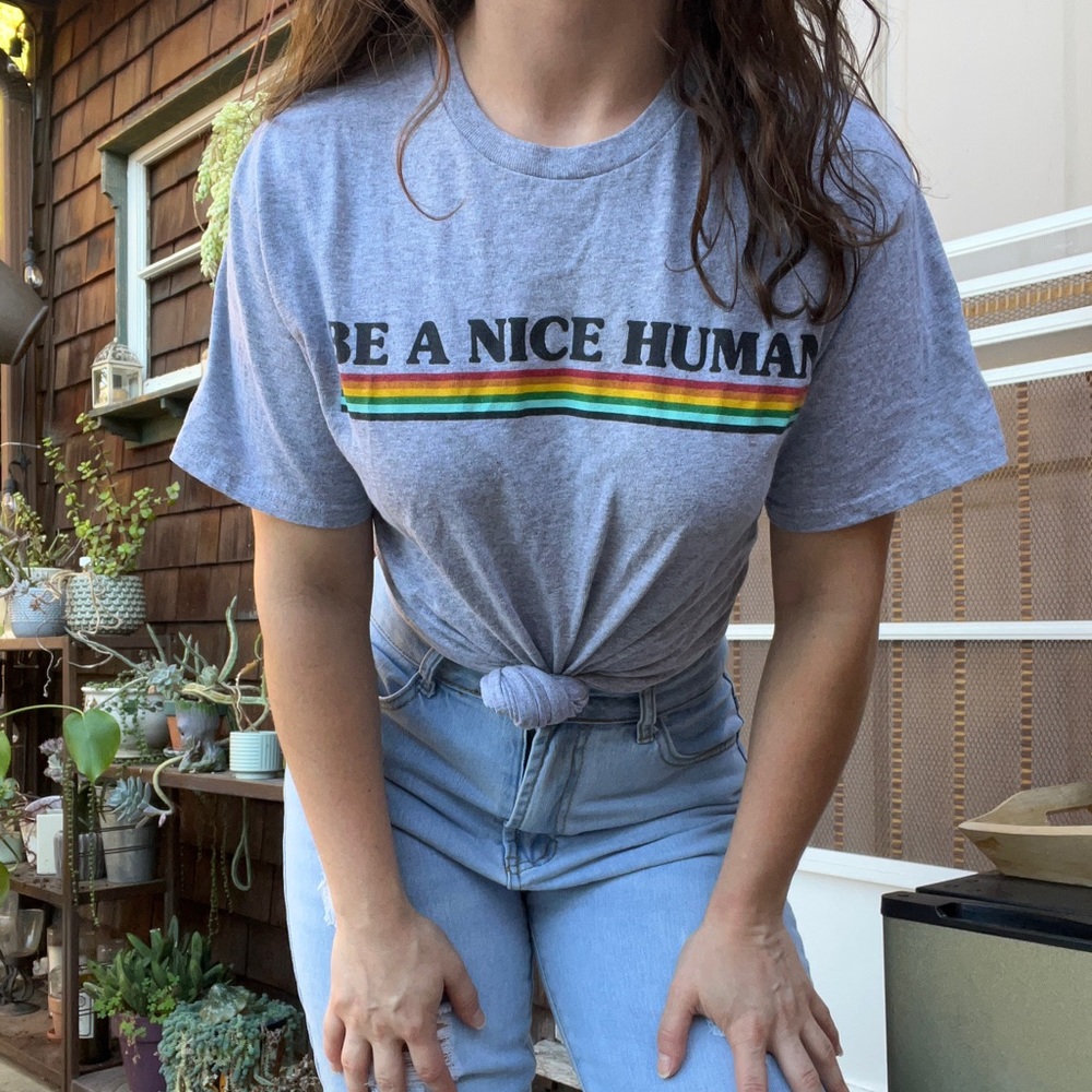 Medium unbranded Be A Nice Human pride t shirt